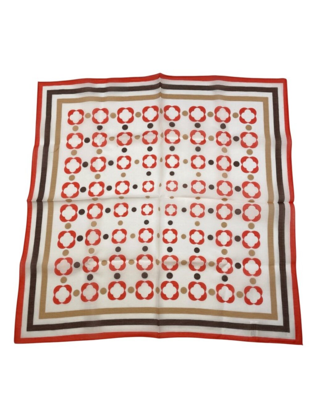 Italian Scarf White Orange Red Brown Tan 20x20 inch Square Viscose MCM